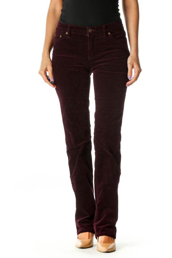 Purple Solid Casual Trousers