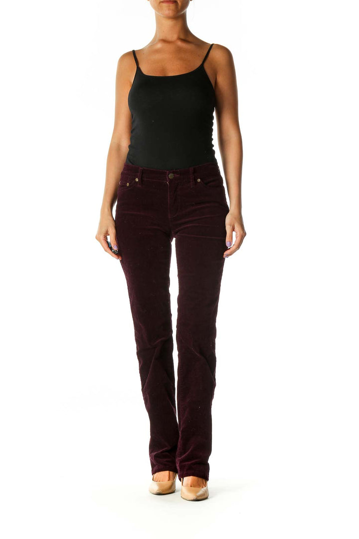 Purple Solid Casual Trousers