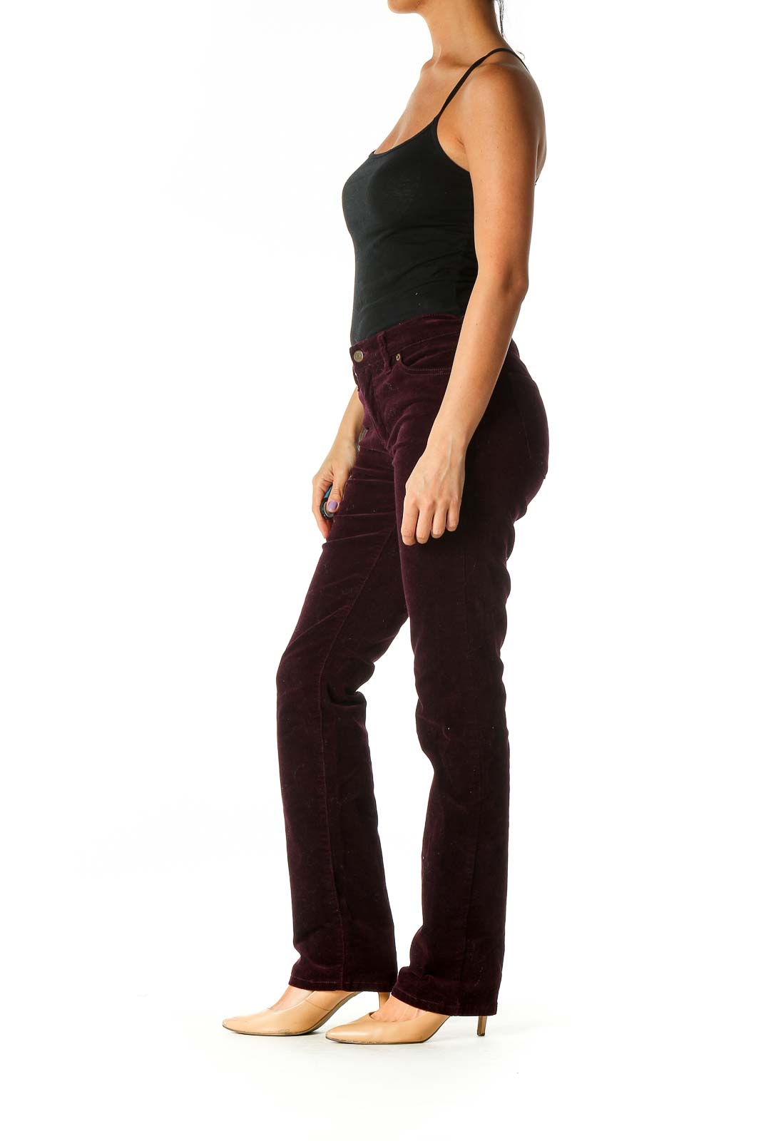 Purple Solid Casual Trousers