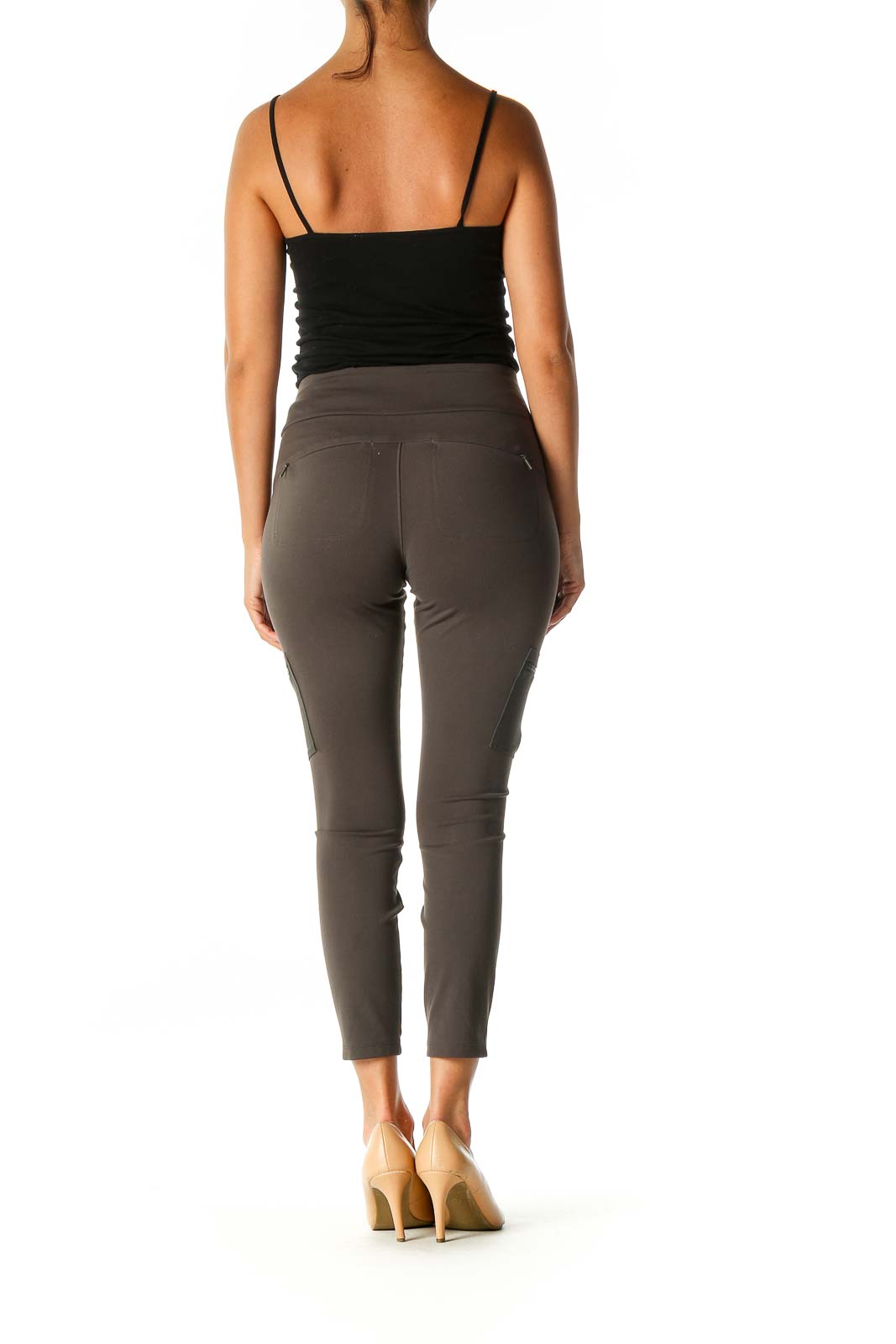 Gray Solid Activewear Leggings