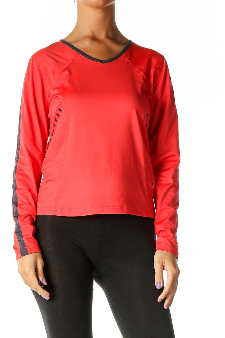 Red Solid Activewear Top