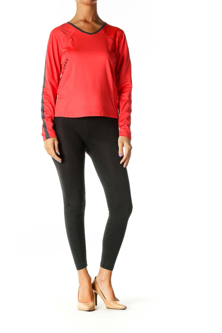 Red Solid Activewear Top