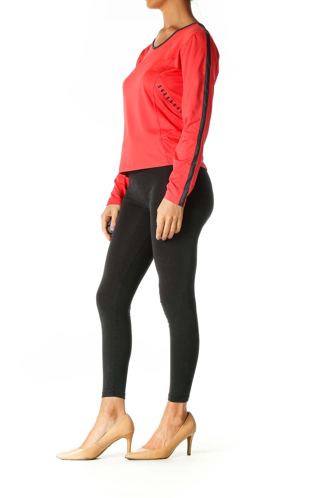 Red Solid Activewear Top