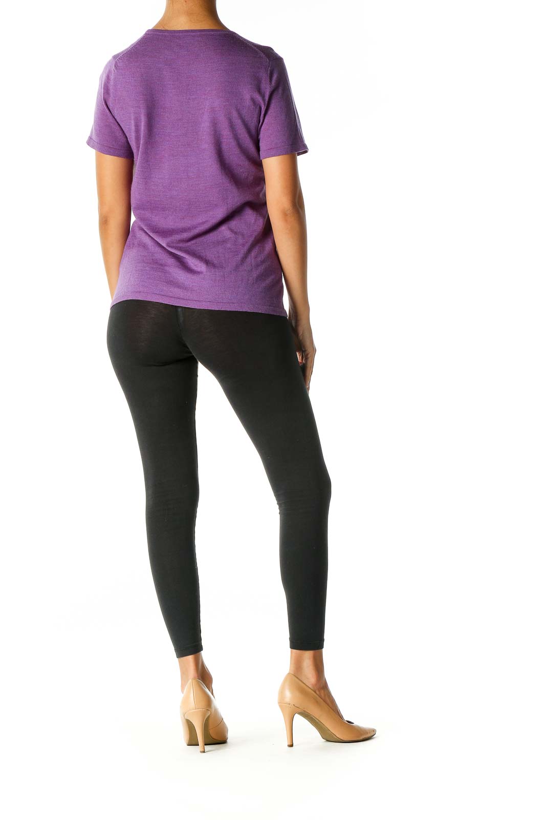 Purple Textured Casual T-Shirt