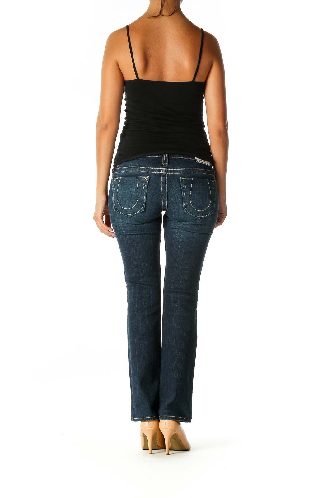 Blue Casual Straight Leg Jeans