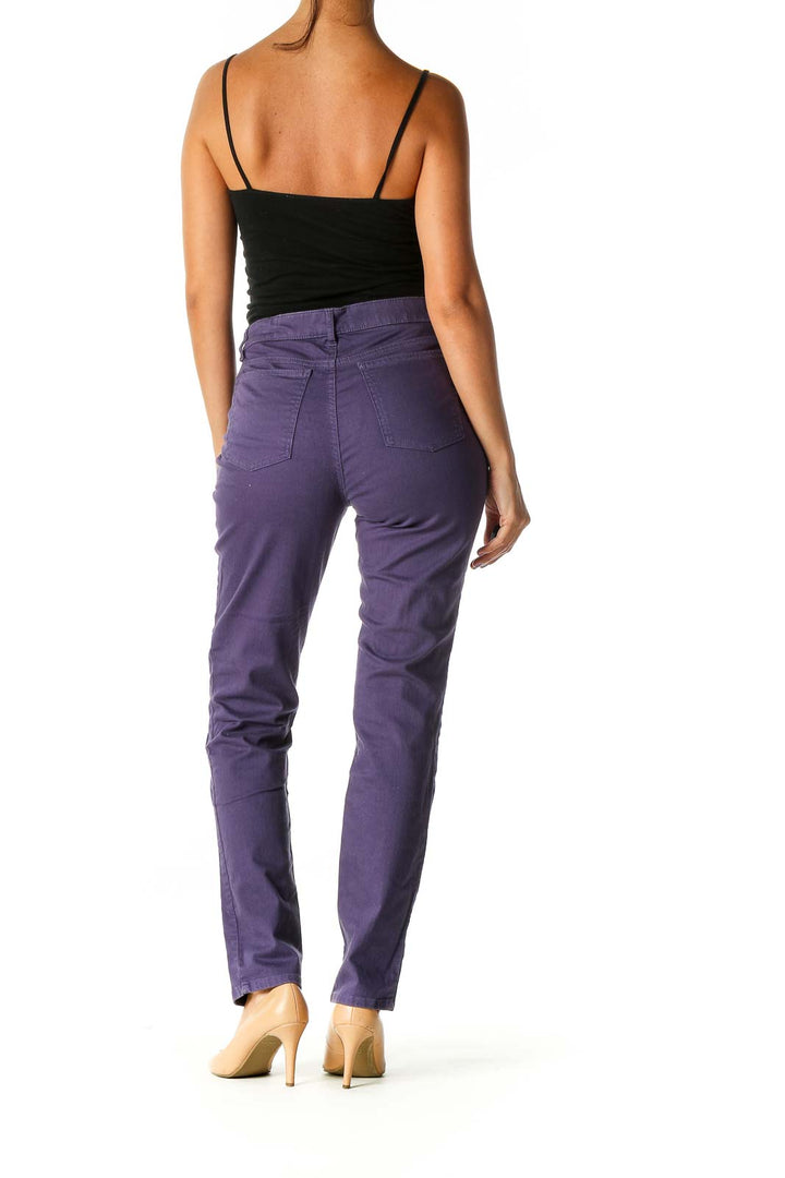 Purple Casual Straight Leg Jeans