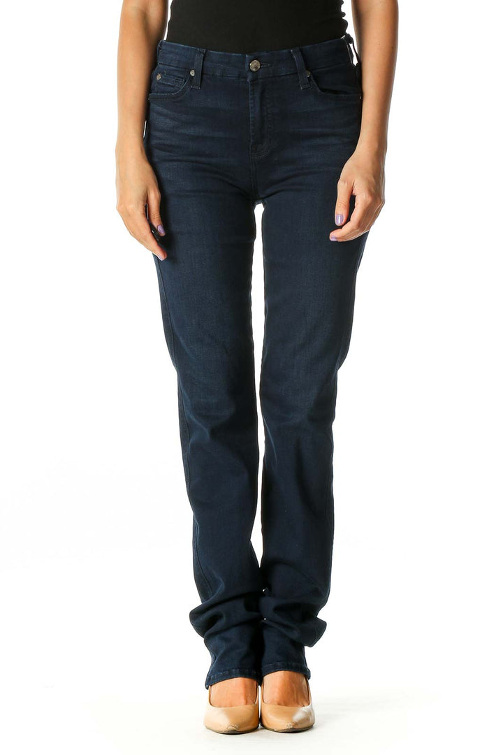 Blue Casual Straight Leg Jeans