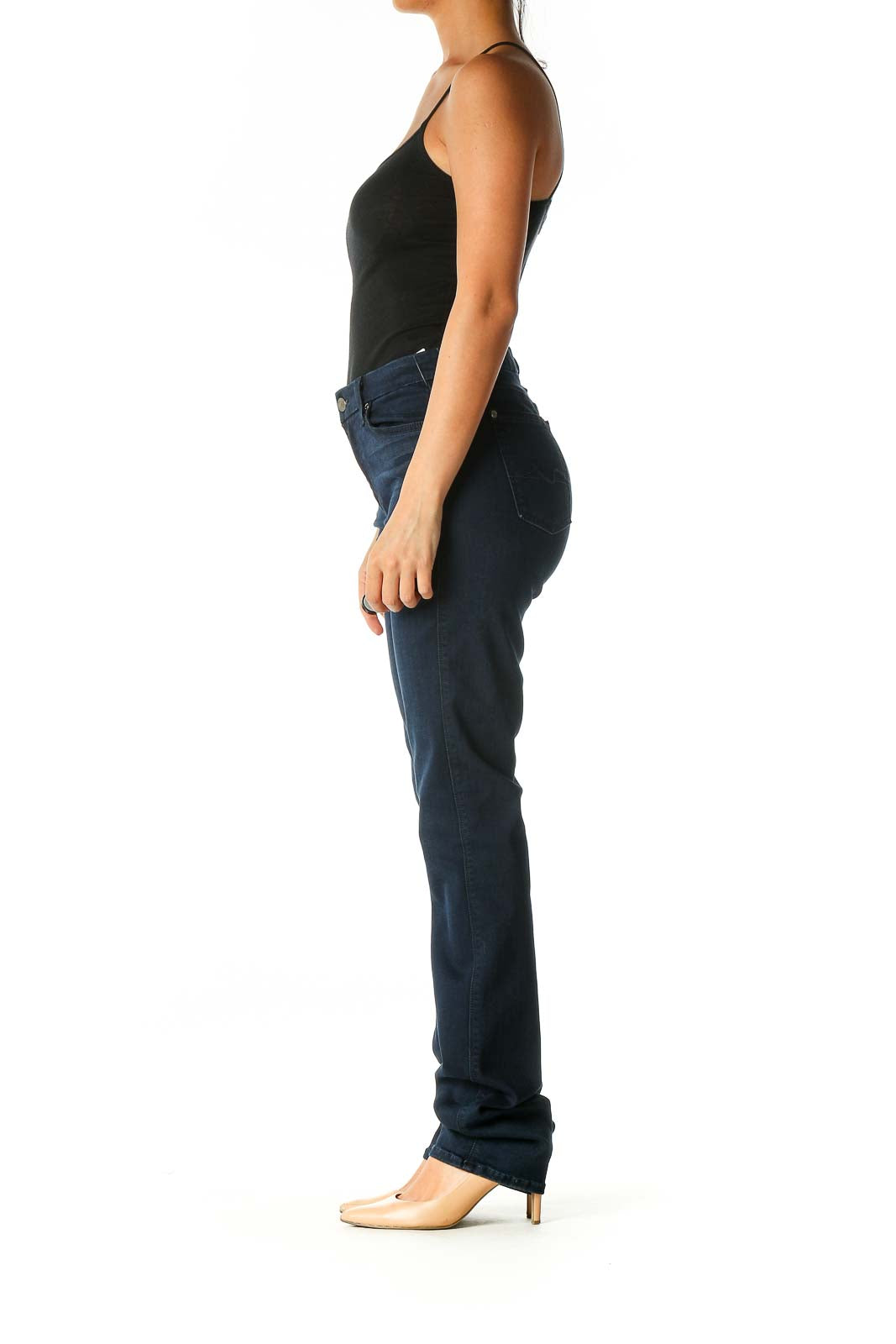 Blue Casual Straight Leg Jeans