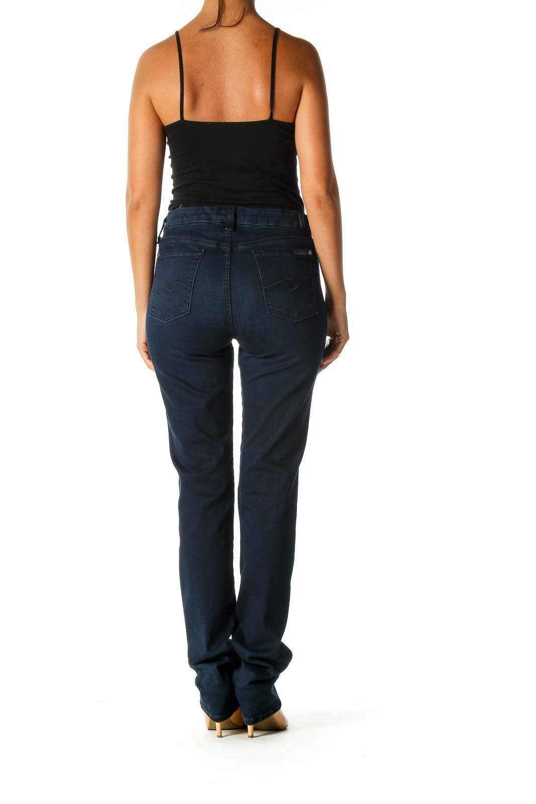 Blue Casual Straight Leg Jeans