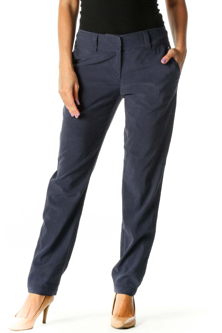 Blue Solid All Day Wear Trousers