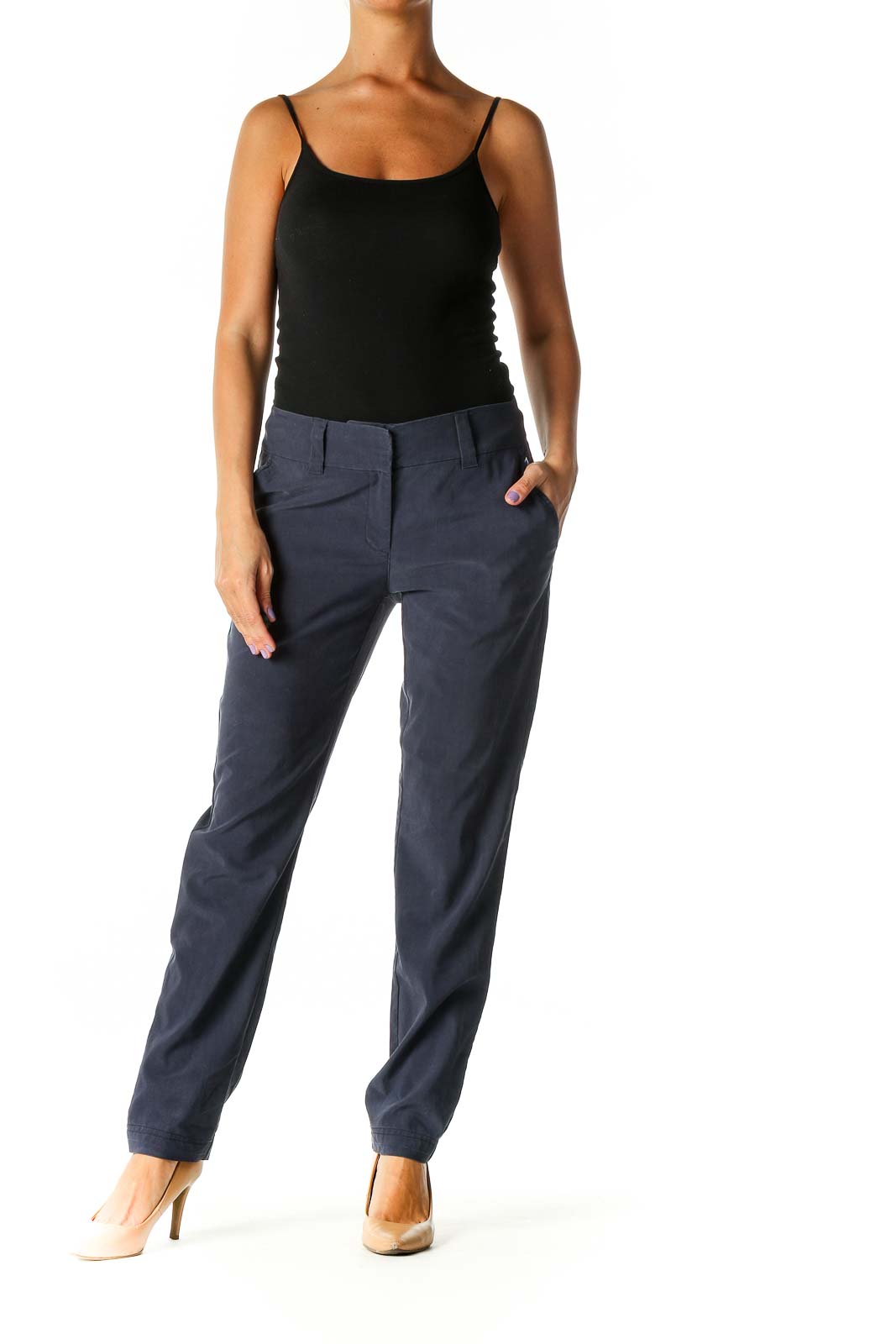 Blue Solid All Day Wear Trousers