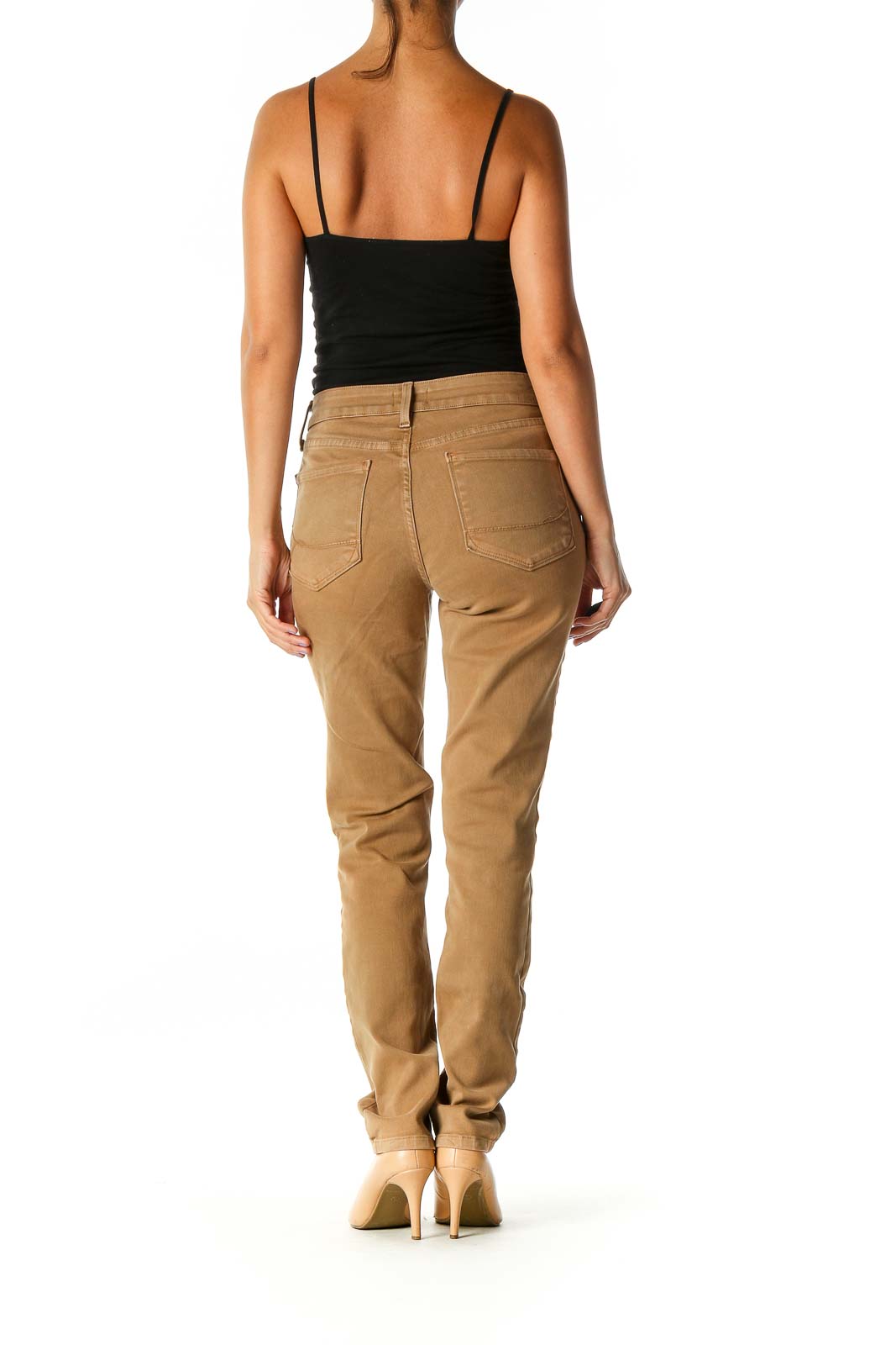 Brown Casual Straight Leg Jeans