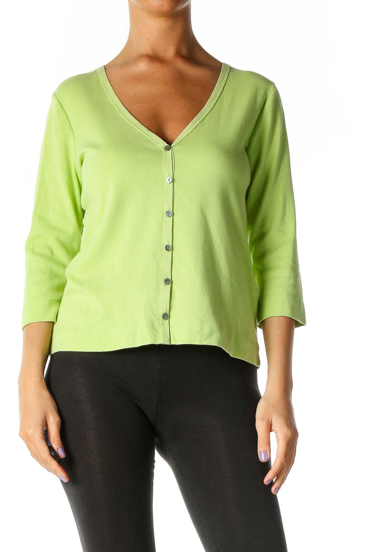 Green Solid Cardigan