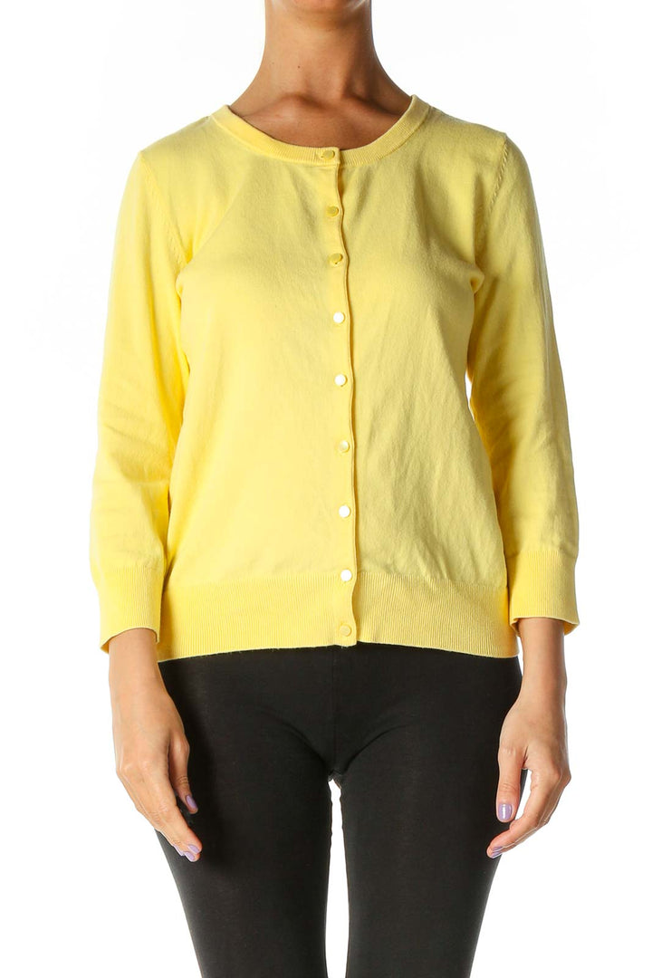 Yellow Solid Cardigan