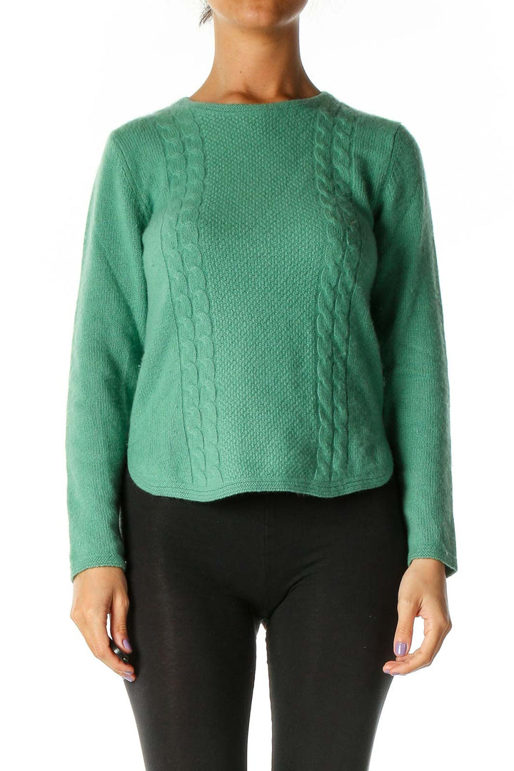 Green Textured Retro Sweater