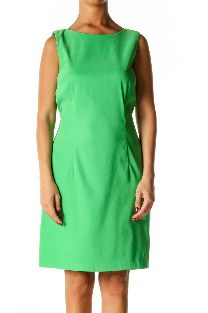 Green Solid Casual Shift Dress