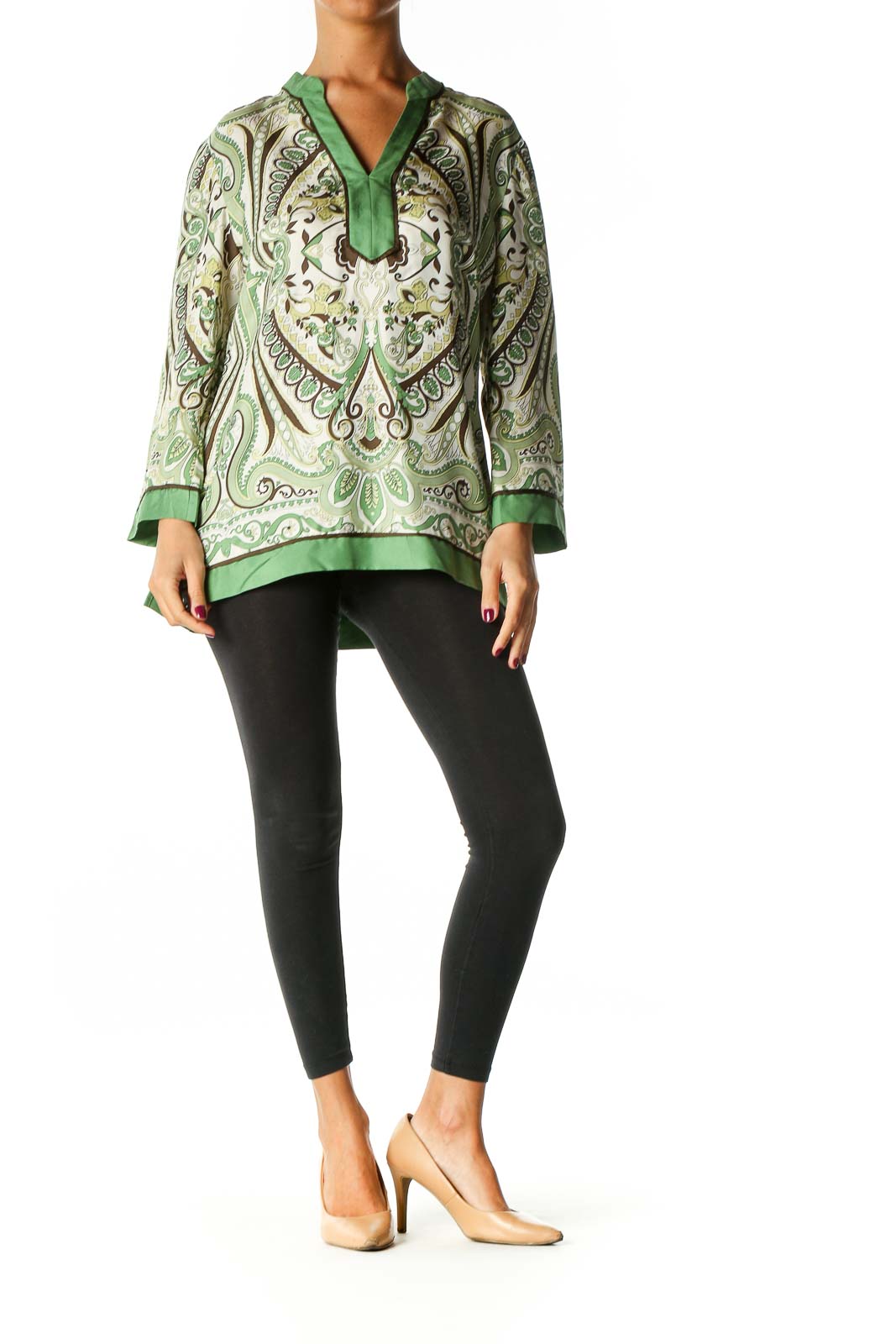 Green Paisley Bohemian Blouse