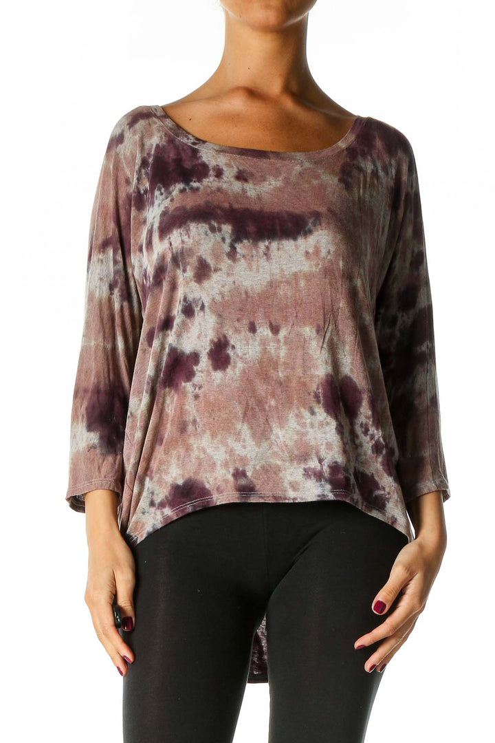 Brown Tie And Dye Bohemian Blouse