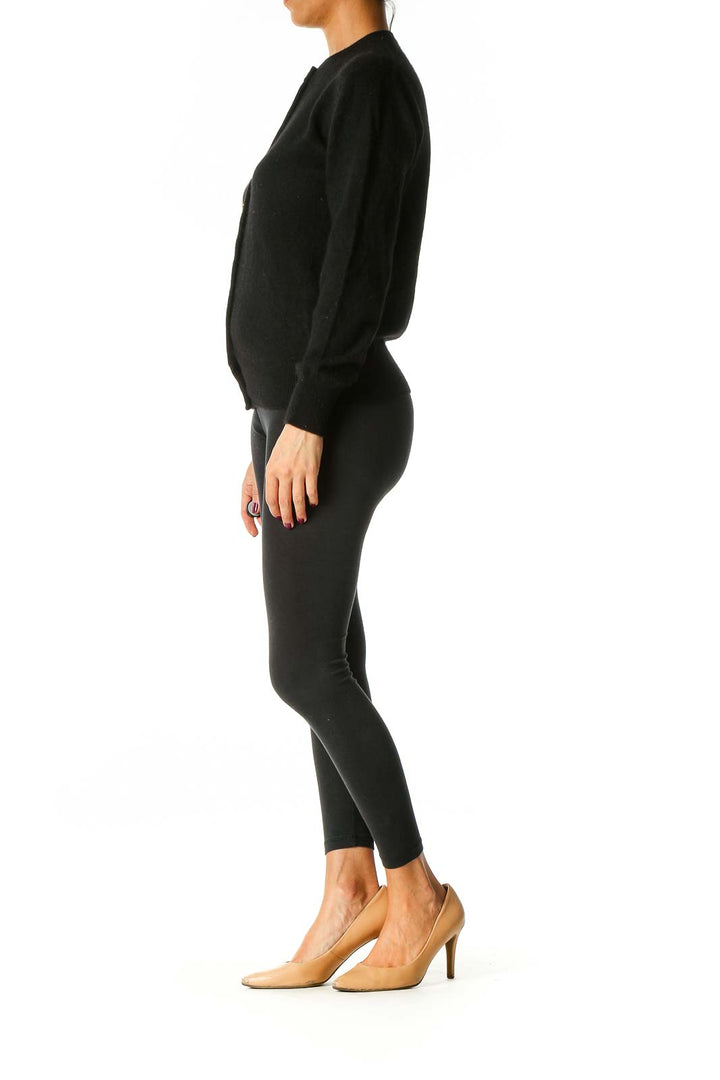 Black Solid Casual Sweater