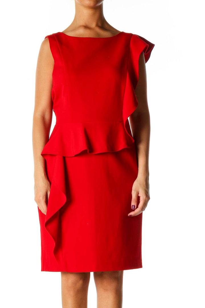 Red Ruffle Sheath Dress