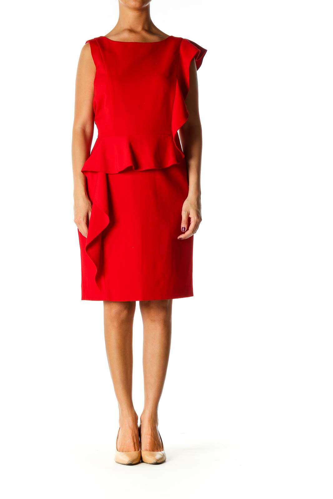 Red Ruffle Sheath Dress