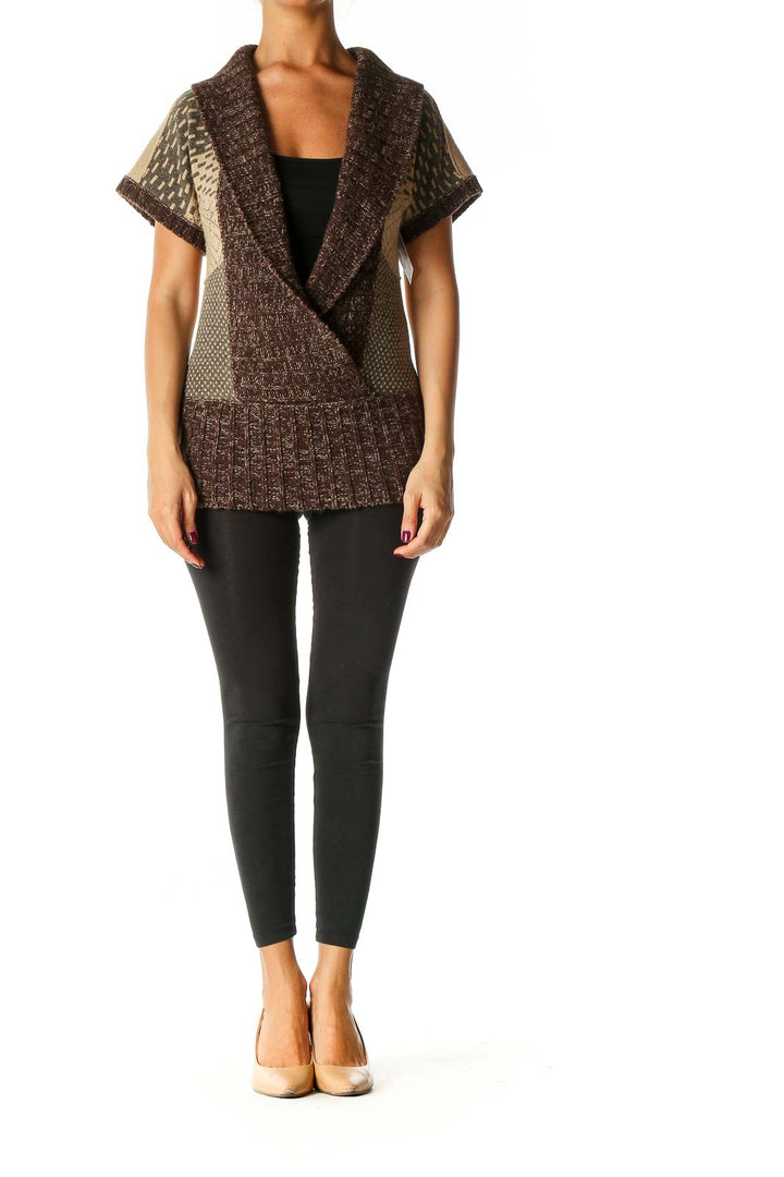 Brown Solid Cardigan