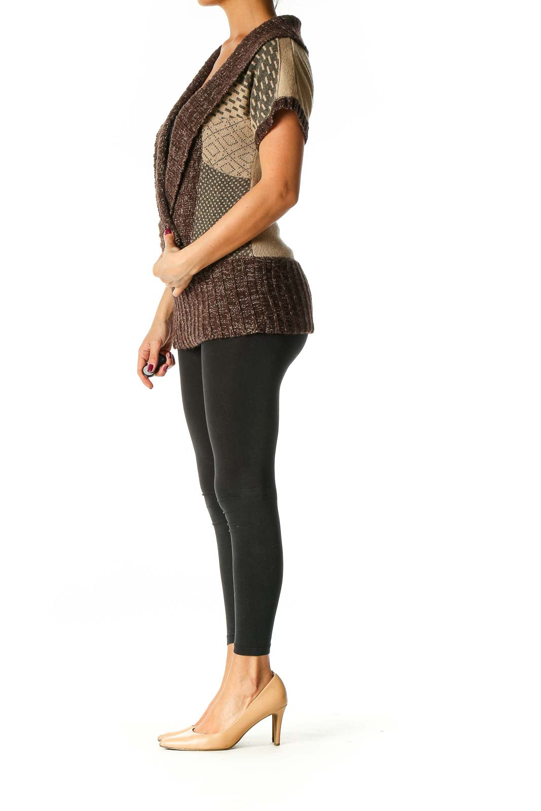 Brown Solid Cardigan