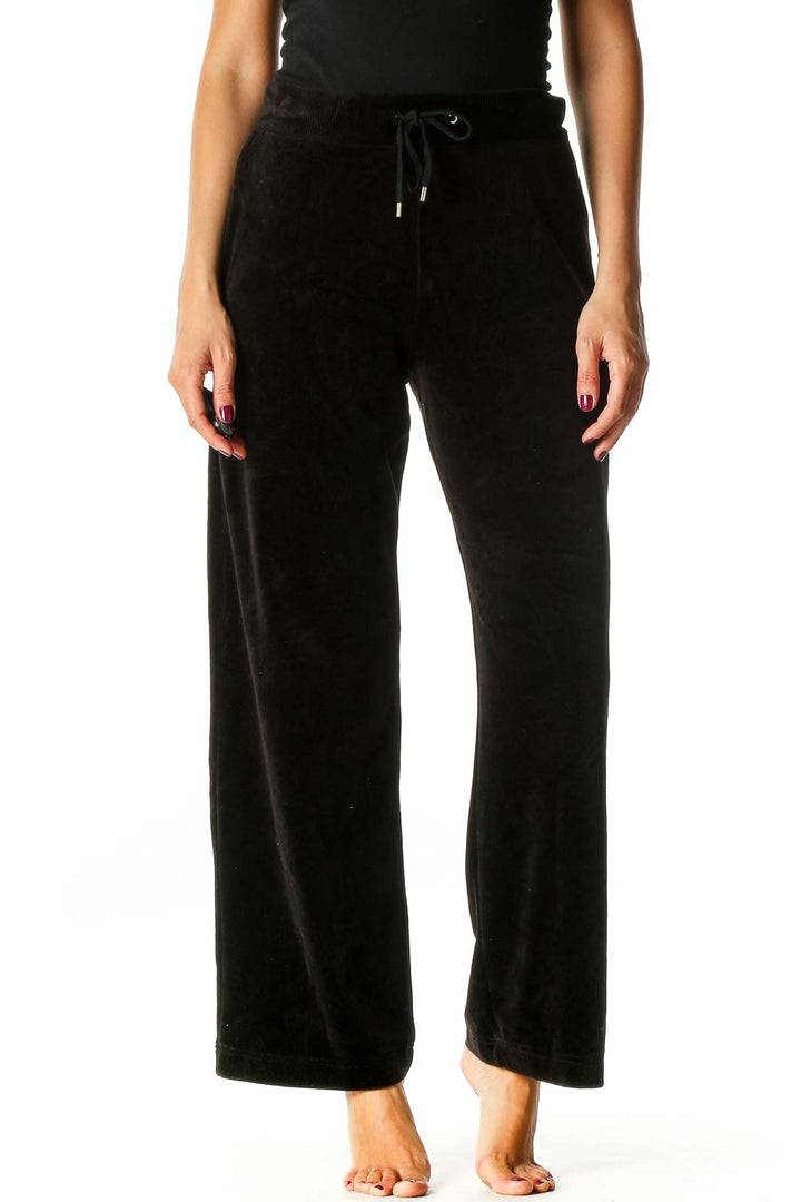 Black Textured Retro Sweatpants