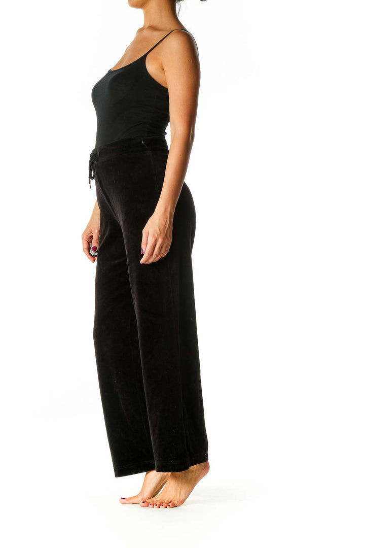 Black Textured Retro Sweatpants