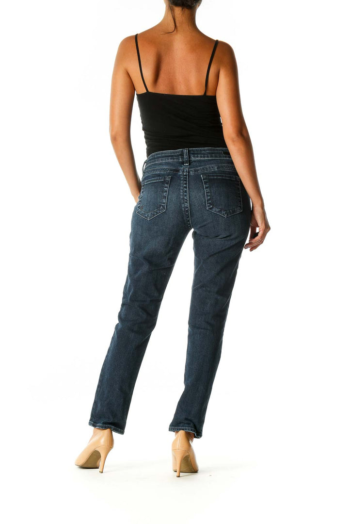 Blue Casual Straight Leg Jeans