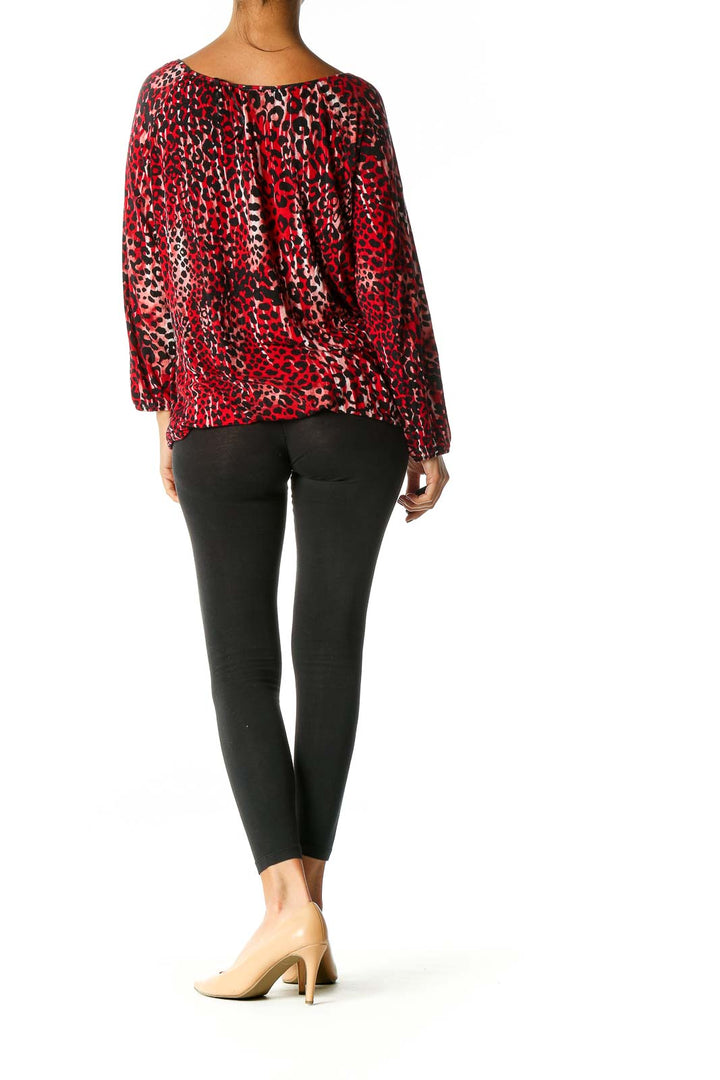 Red Animal Print Retro Blouse