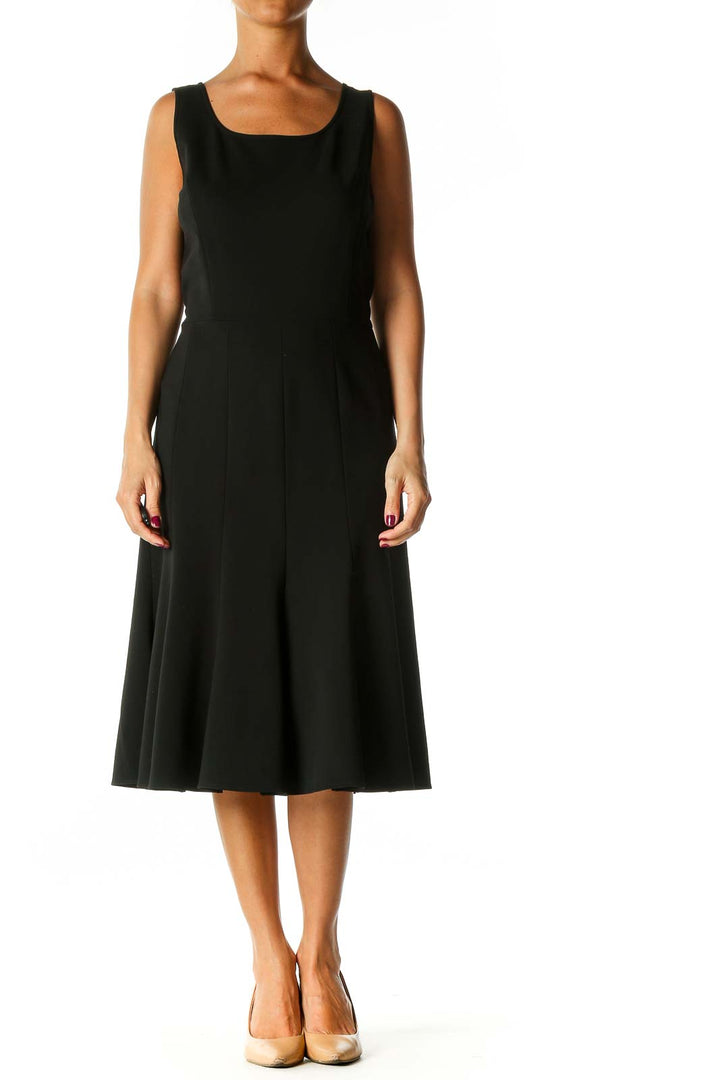 Black Solid Semiformal A-Line Dress