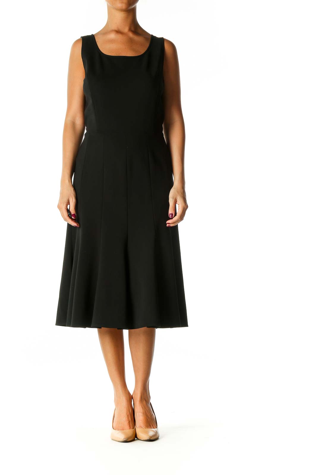 Black Solid Semiformal A-Line Dress