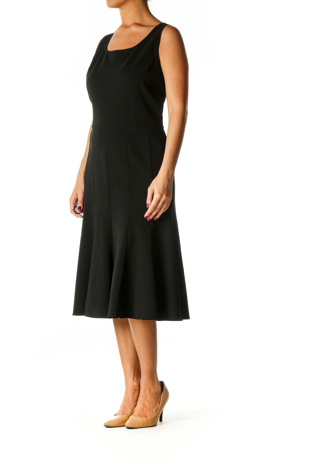 Black Solid Semiformal A-Line Dress