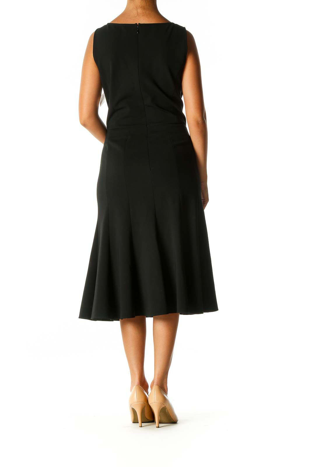 Black Solid Semiformal A-Line Dress