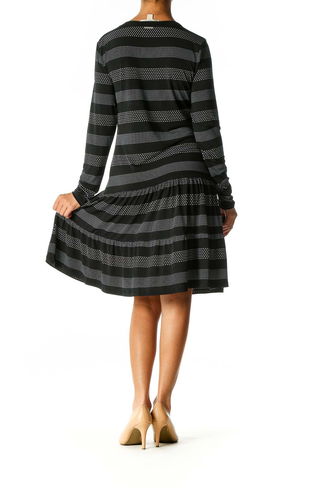 Black Striped Casual Drop Waist Dress