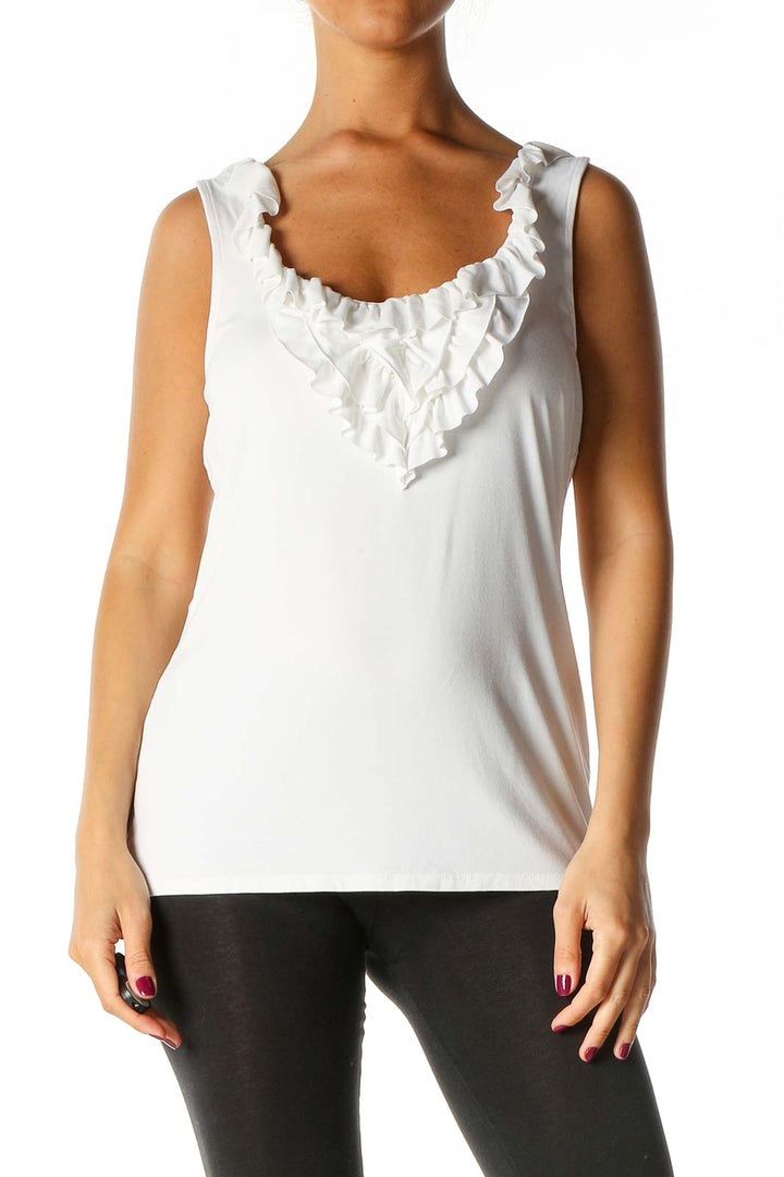 White Solid Brunch Tank Top