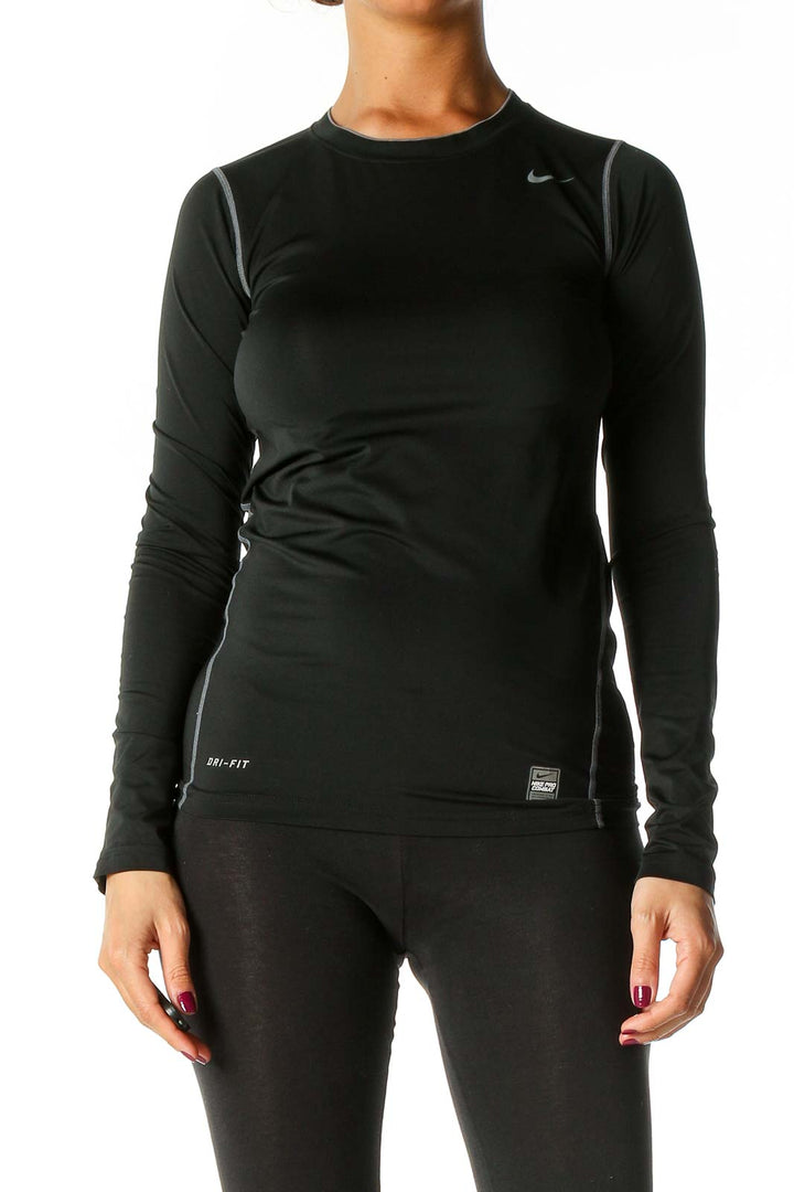 Black Solid Activewear Top