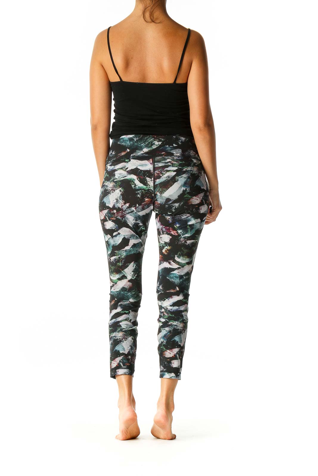 Black Graphic Print Activewear Capri Leggings