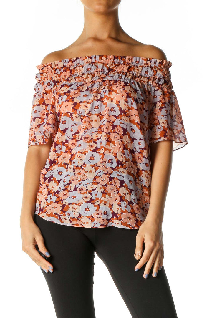 Multicolor Printed Off The Shoulder Blouse