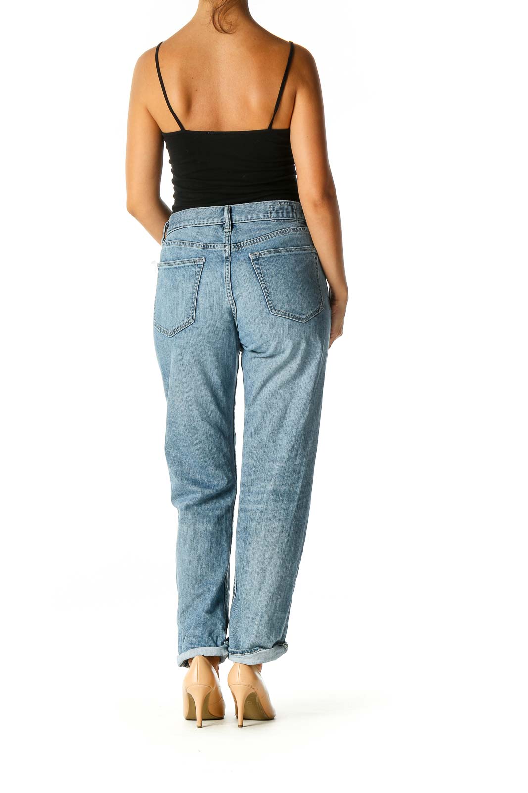 Blue Casual Straight Leg Jeans