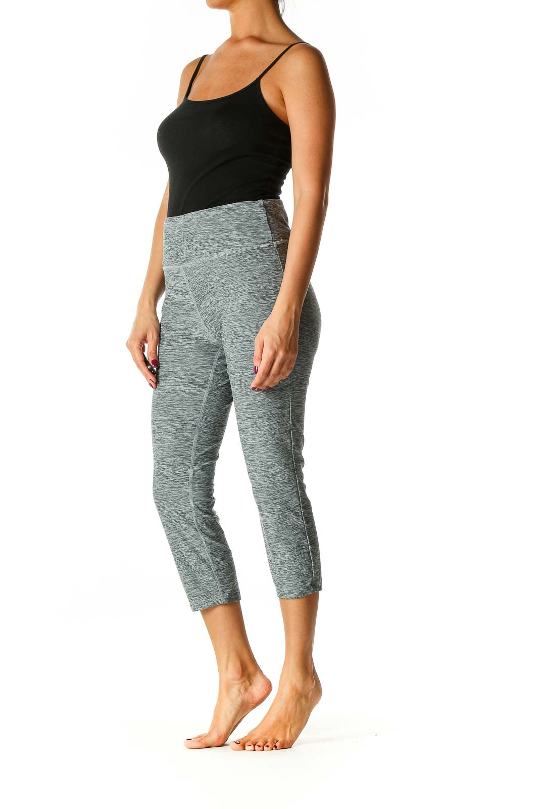 Gray Solid Activewear Leggings