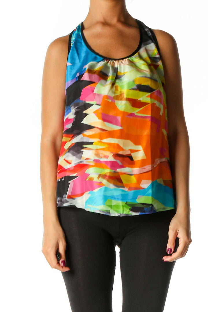 Orange Geometric Print Punk Tank Top