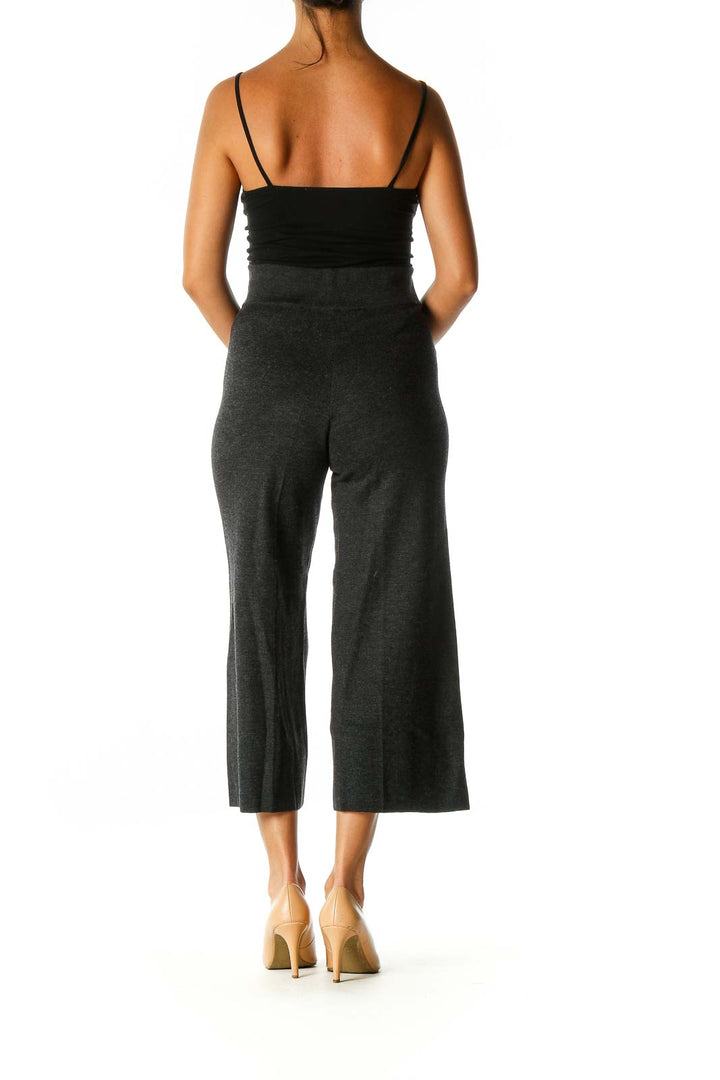 Gray Textured Casual Culottes Pants