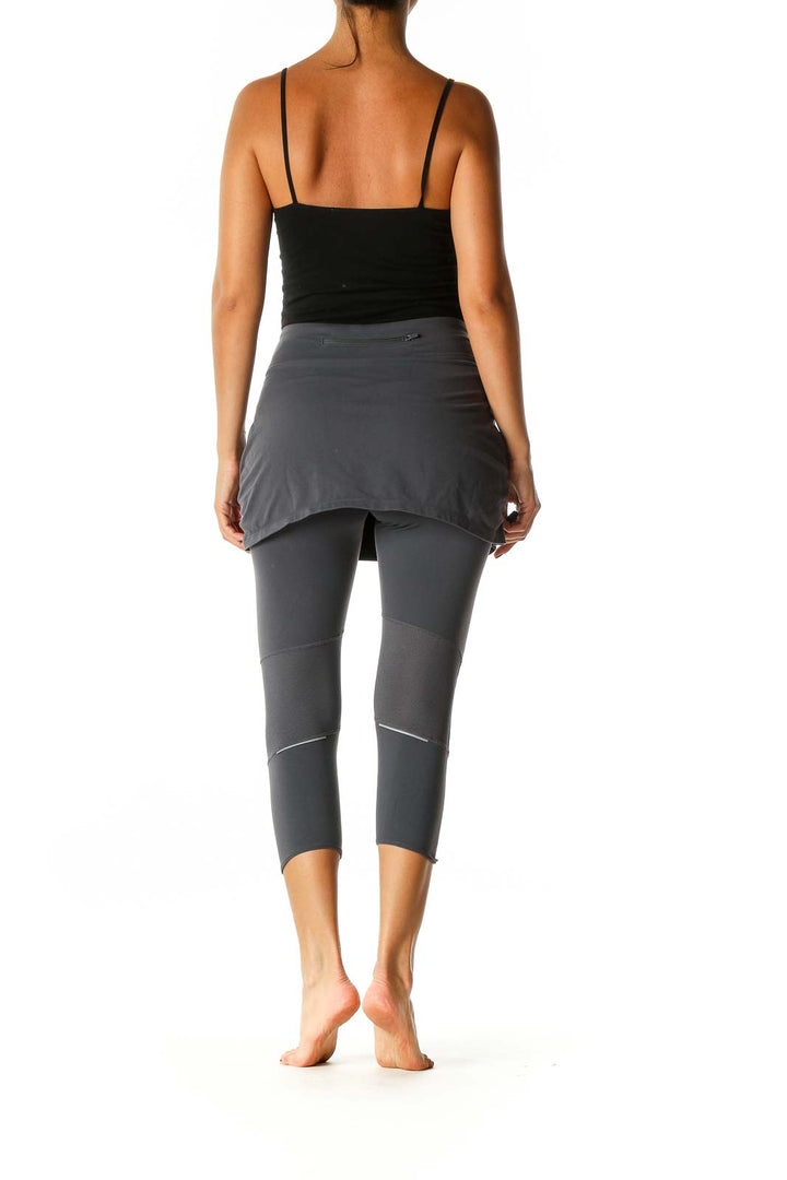 Gray Solid Activewear Capri Leggings