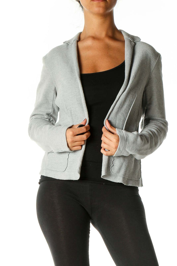 Gray Solid Cardigan