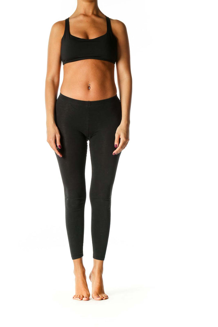 Black Solid Activewear Top