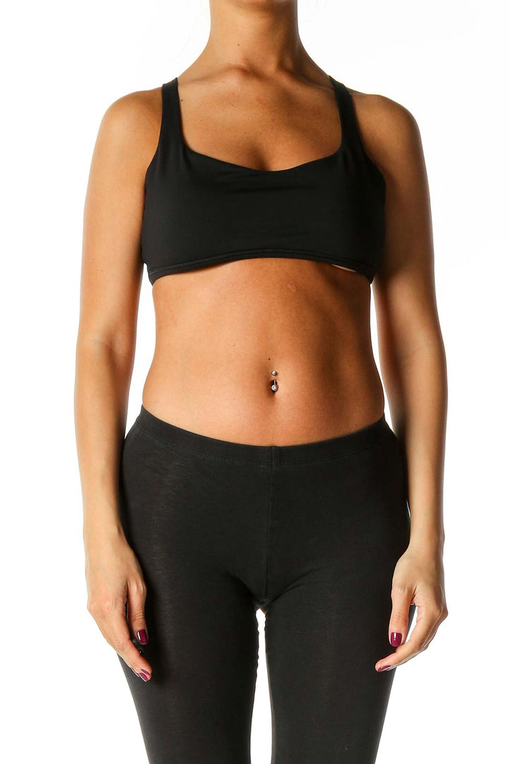 Black Solid Activewear Top