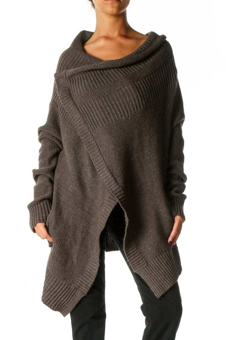 Brown Textured Cardigan