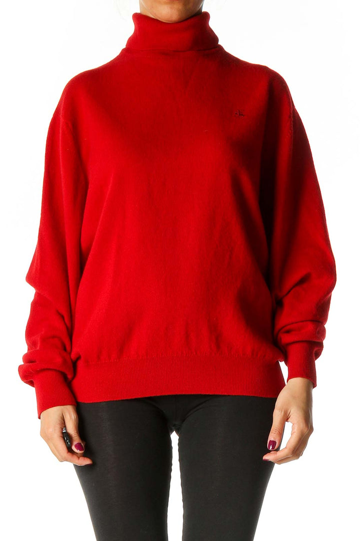 Red Solid Retro Sweater